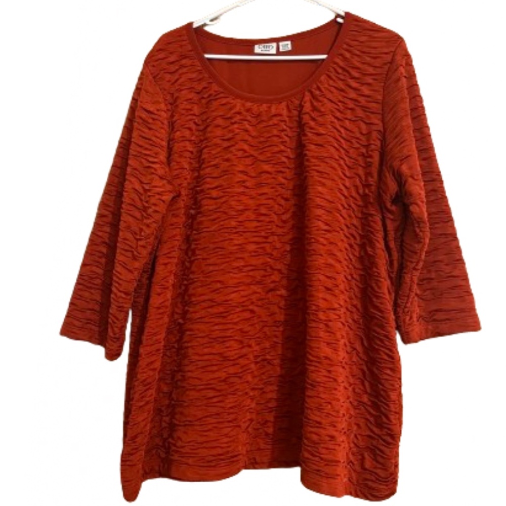 Cato Women’s Burnt Orange Textured 3/4 Sleeve Top Sz-22/24W